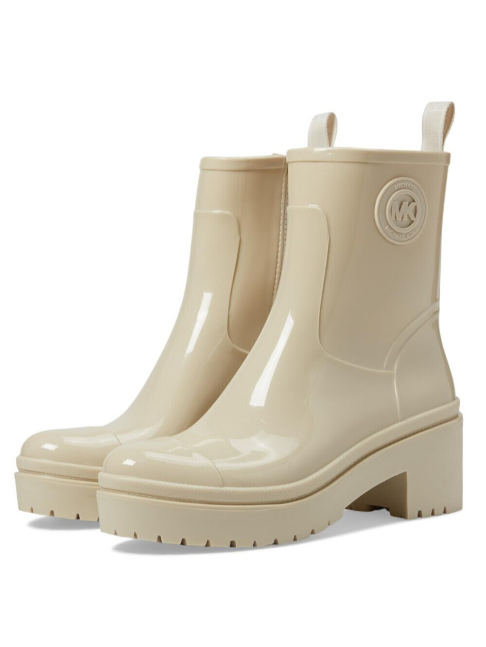 Michael Kors Karis Women's Rain Boots Light Cream Logo Winter Snow Shoes 8 M NEW